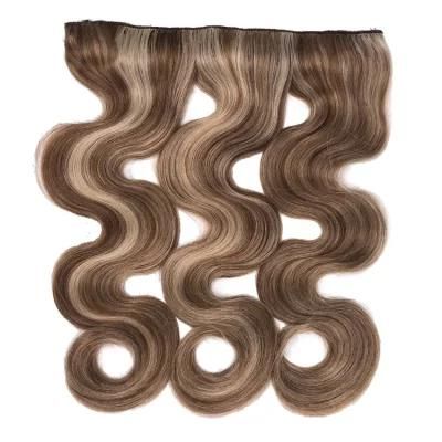 Body Wavy Human Hair Cuticle Aligned Unprocessed Halo Hair Extensions #P8/22