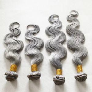 22&quot; Body Wave Hair Closure Non-Remy Human Hair Weft #Gray #Sliver Hair