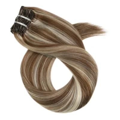 Clip in Hair Extensions 10-24 Inch Machine Remy Human Hair Brazilian Doule Weft Full Head Set Straight 7PCS 100g (10Inch Color P9A-60)