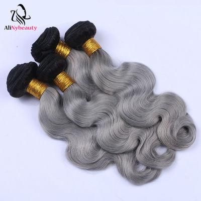 100% Human Hair Colored 1b/Grey Body Wave Bundles