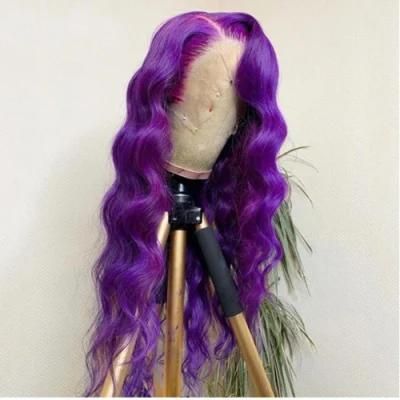 Riisca Lace Front Human Hair Wigs Purple Remy Brazilian 13*4 Lace Front Wig Transparent Lace Wigs for Women Pre-Plucked