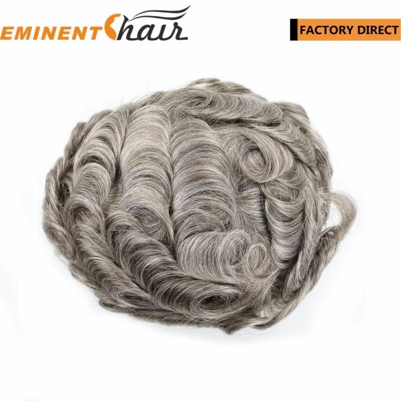Natural Effect Lace Front Indian Hair Men′s Toupee