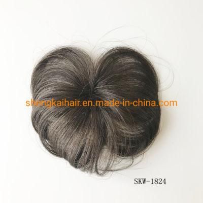 Wholesale Quality Handtied Human Hair Synthetic Hair Mix Topper Hair