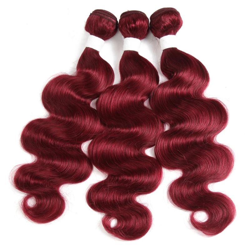 Factory Price Body Wave Human Hair Bundles with Frontal 13X4 Brazilian Red Color Hair Bundles with Closure Remy Hair #99j