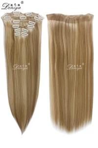 Silky Straight Highlight High Quality Synthetic Fiber 6PCS/Set Fashion Clip in Hair Extension