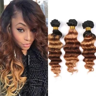 Kbeth Ombre Brazilian Hair Weave Bundles Black Brown Blonde Deep Wave Human Hair Weft 8-32 Inch