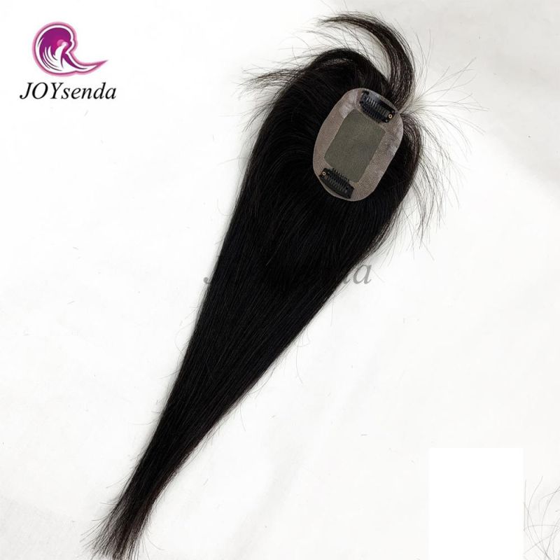 Size 7X10cm with 2 Clips Human Hair Toupee Mono Lace Topper for Women