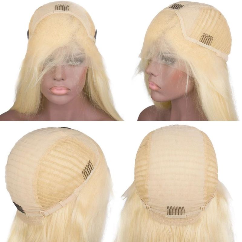 613 Blonde Straight Human Hair Lace Front Wigs 100% Brazilian Virgin Human Hair Wigs for Black Women 150% Density 10 Inch