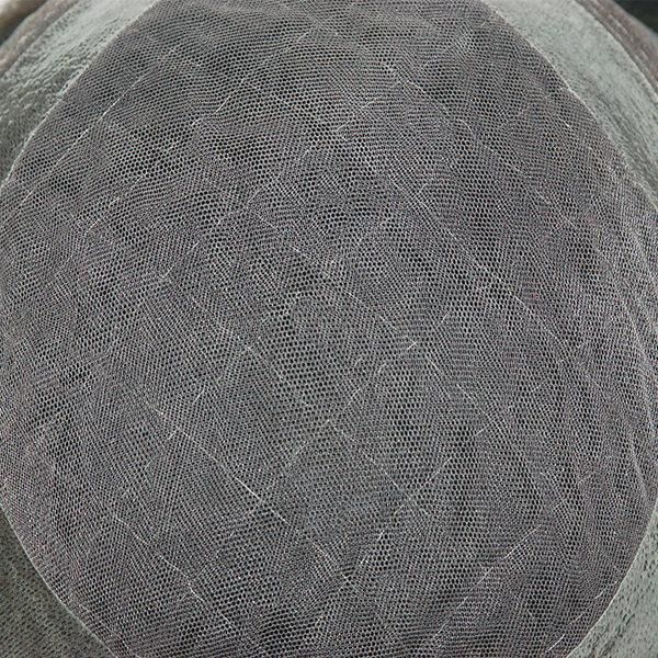 Double French Lace with PU Poly and Lace Front Natural Human Hair Toupee