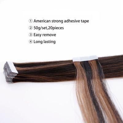 Ponytail Extensions Wrap Around Magic Tape 100% Human Hair Balayage Brown #2/2/6