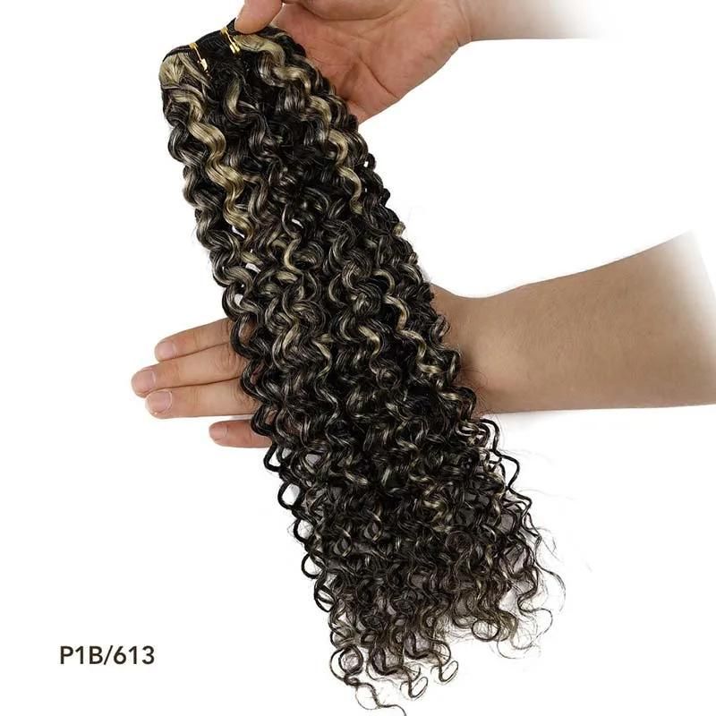 Remy Kinky Curly Colorful Human Hair Extensions 12-26′′