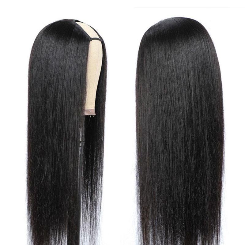 U Part Wigs Human Hair Brazilian Natural Hair Straight Wigs for Black Women U Shape Glueless Remy Hair Wig Can Be Permed & Dyed