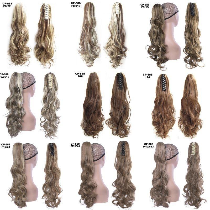 Natural Wavy Synthetic Clip in Hairpiece Human Hair Extensions Ponytail