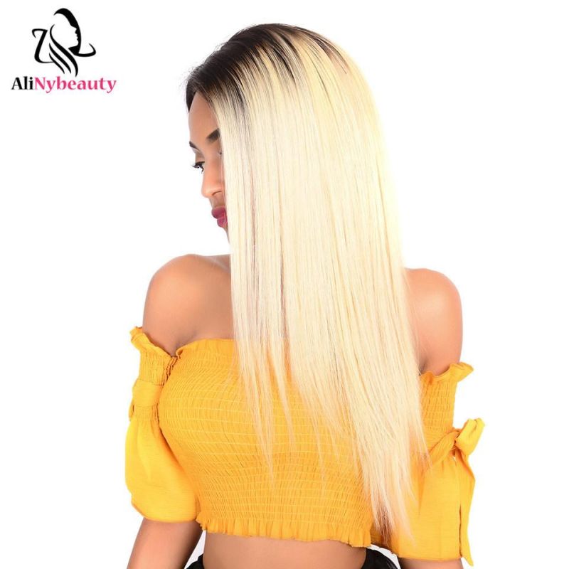 Alinybeauty T1b/613 Blonde Lace Front Wig Brazilian Human Hair