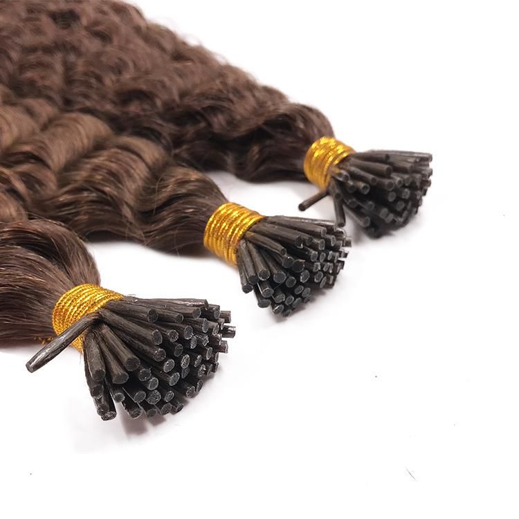 12A 100% Remy Virgin Brazilian Human Hair 3c Curly I Tip Human Hair Extensions #4