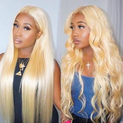 180 Density 12A Grade Raw Indian Human Hair Omber Highlight 13X6 Lace Front Wig Blond 613 Wigs