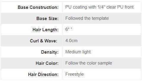 PU Coating with Double Split Knots All Over Human Hair Wig for Men