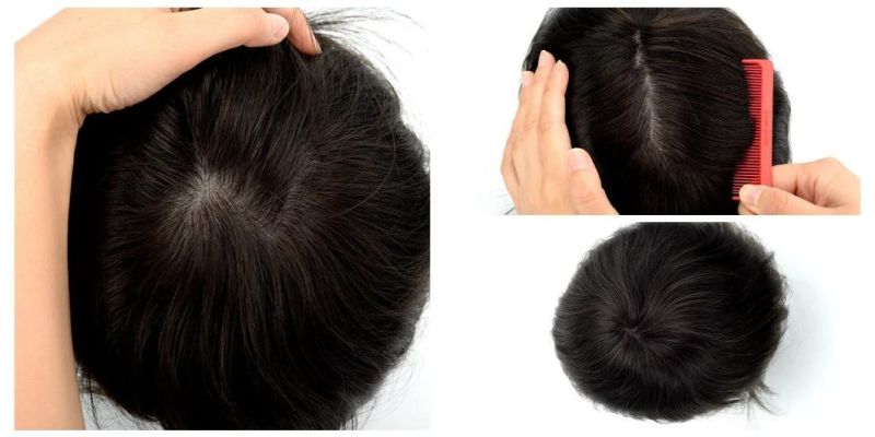 Silk Top with Clips Lace Wig for Men Human Hair