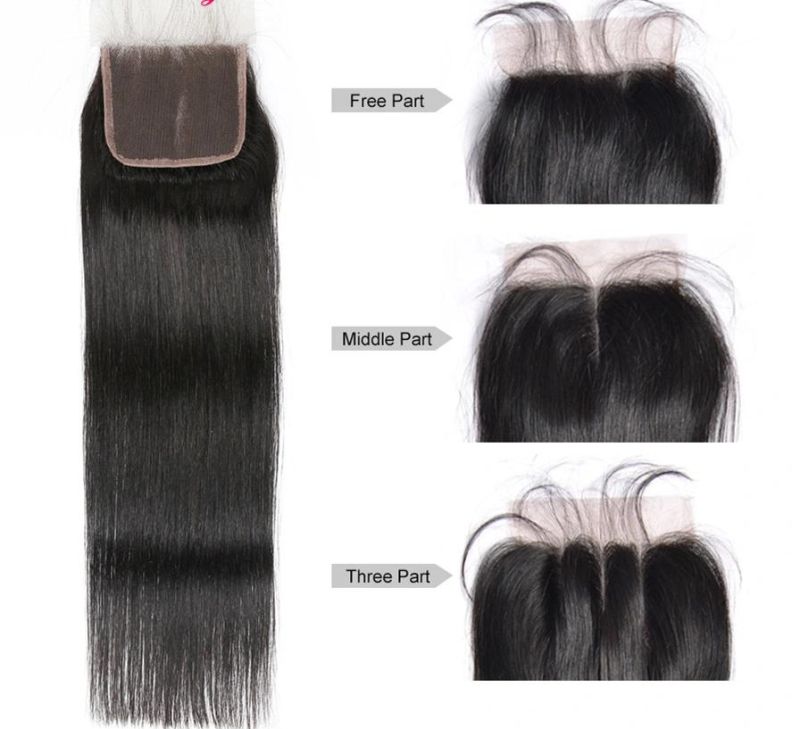 3 Bundles Peruvian Straight Hair Bundles with Closure 100% Human Hair Bundles with Closure Shine Silk Remy Hair Bundles