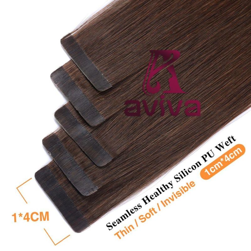 Aviva Hair Extension Tape in Human Hair Extension Virgin Hair Extension 12inch PU Tape Hair Extension 2#