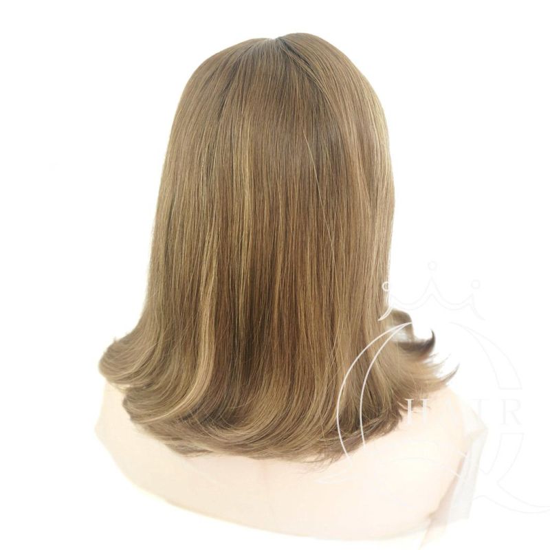 Women Sheitels and Jewish Wigs Silk Top Wigs A15 Inches Euorpean Hair Wigs Light Brown Color Straight Human Virgin Hair Wigs Skin Top Wigs Perruque