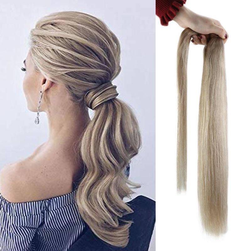 Kbeth 613 Ponytail Human Hair Extension for White Women 2021 Fashion Good Quality Long Lasting Customize 24 Inch Long Brown Color Extensions in Stock