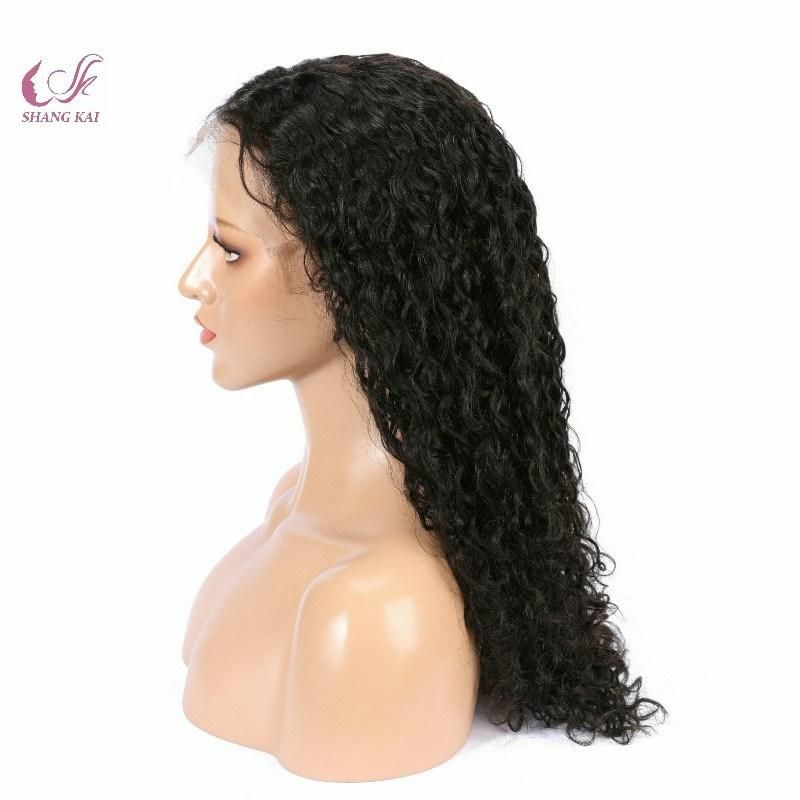 Remy Human Hair Curly Full Lace Wig Silk Top Black Women