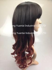 Ombre Long Curly Synthetic Hair Wig Lace Front