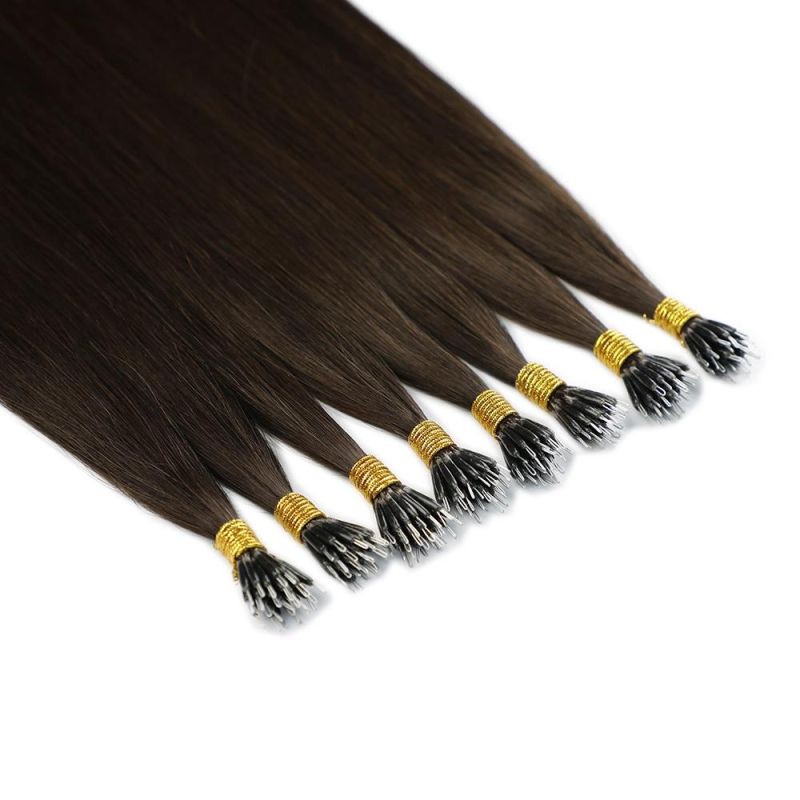 Thick End One Donor Ponytail European Brown Nano Ring Hair Extensions.