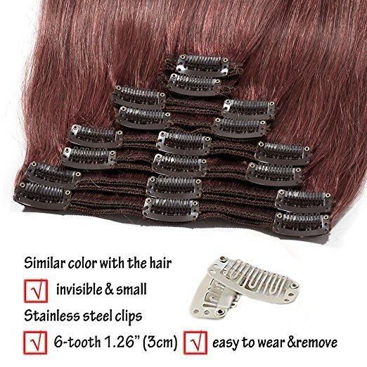 Wholesale Price Clip in Hair Extensions 8pieces 20clips for Full Head Set Clip in Human Hair (AV-CH160-20-33)