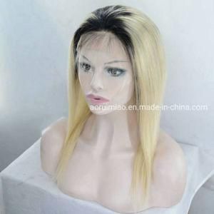 613 Blond Remy Malaysian Human Hair Straight Full Front Bob Lace Wigs