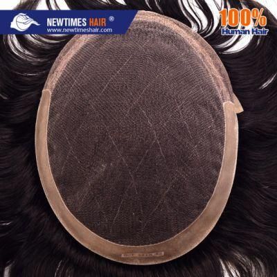 French Lace with Npu Back Sides and Double Layer Front Nautral and Durable Human Hair Replacement