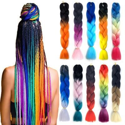Wholesale 24 Inch Hot Water Setting Jumbo Yaki Hair Pre Stretched Braiding Hair Twisted Ombre Crochet Jumbo Braid Synthetic Hair
