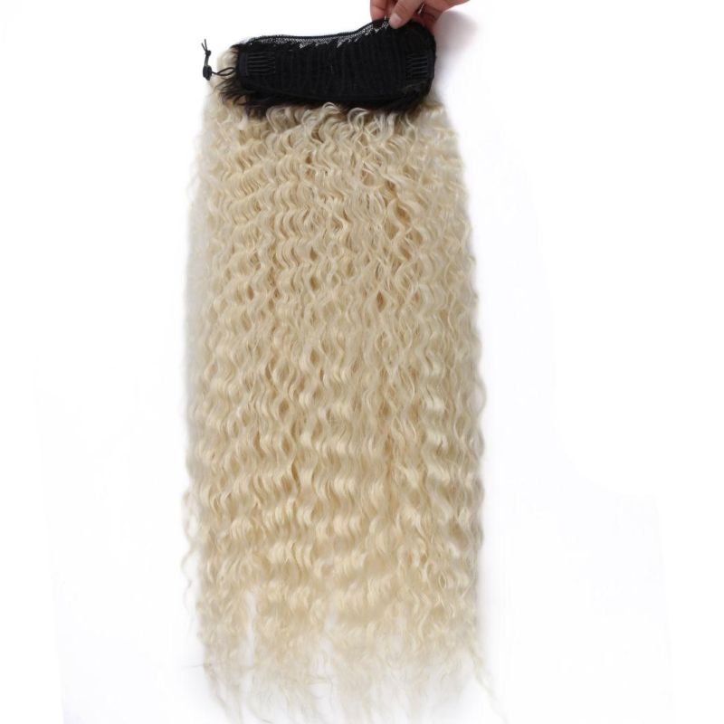 30" 613 Blond Color Synthetic Claw Clip Woman Extension High Wave Ponytail