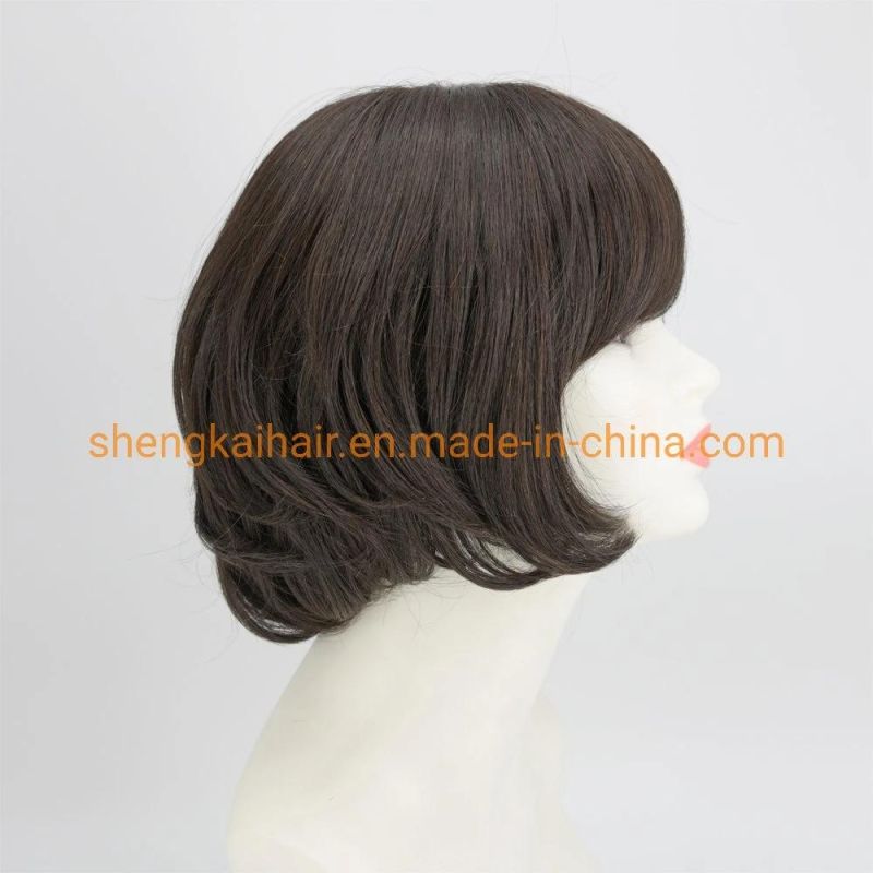 Wholesale Good Quality Handtied Human Hair Synthetic Hair Mix Ladies Wigs 557