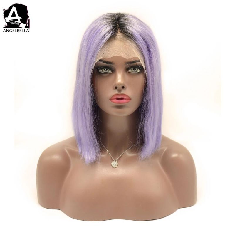Angelbella Virgin Human Hair Frontal Lace Wigs Bright Color 1b#-Purple Factory Direct Sales Hair Wig