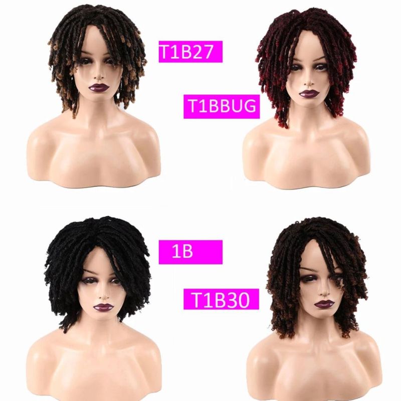 Short Twist Curly Wig Multi Color for Black Women and Men Afro Synthetic Crochet Hair Faux Locs Braid Wigs Dreadlock