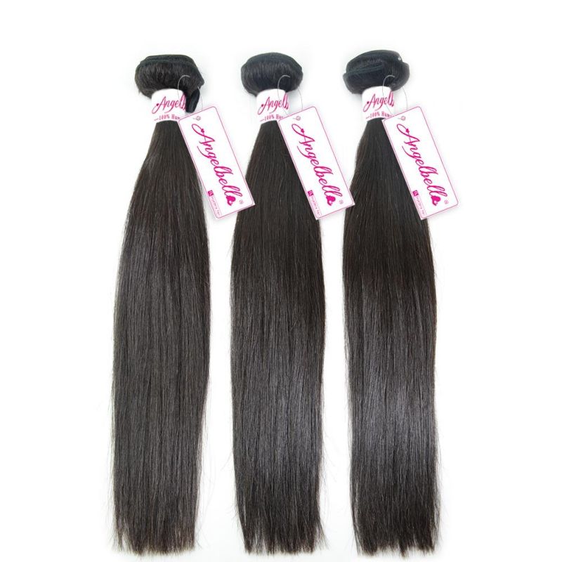 Angelbella 100% Raw Unprocessed Human Hair Natural Black Virgin Hair Extension Bundles