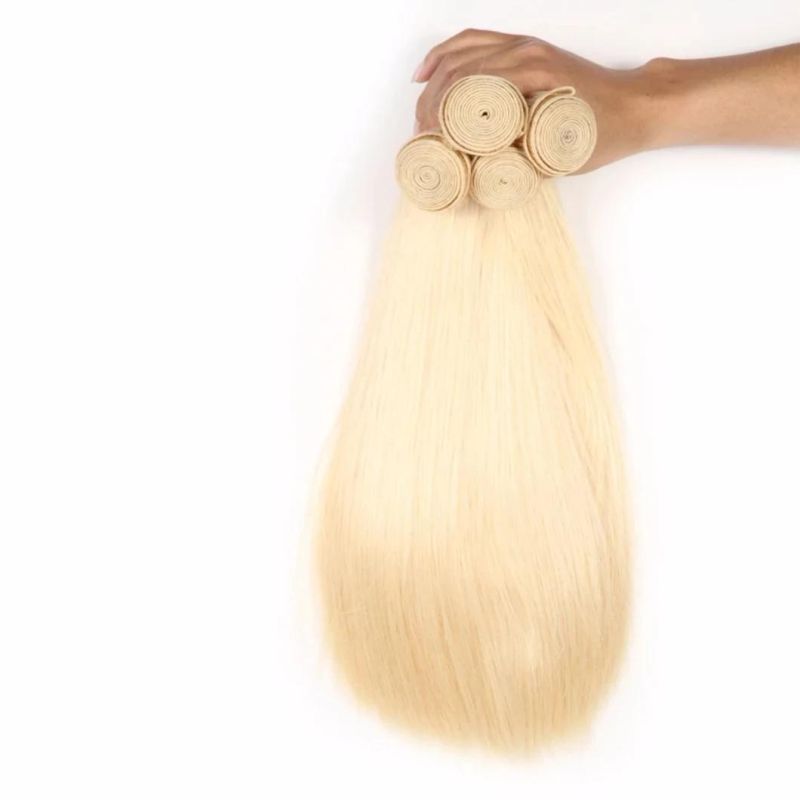 #613 Honey Blonde Bundles with Closure Brazilian Straight Remy Hair Extension Lace 100% Human Hair for Women