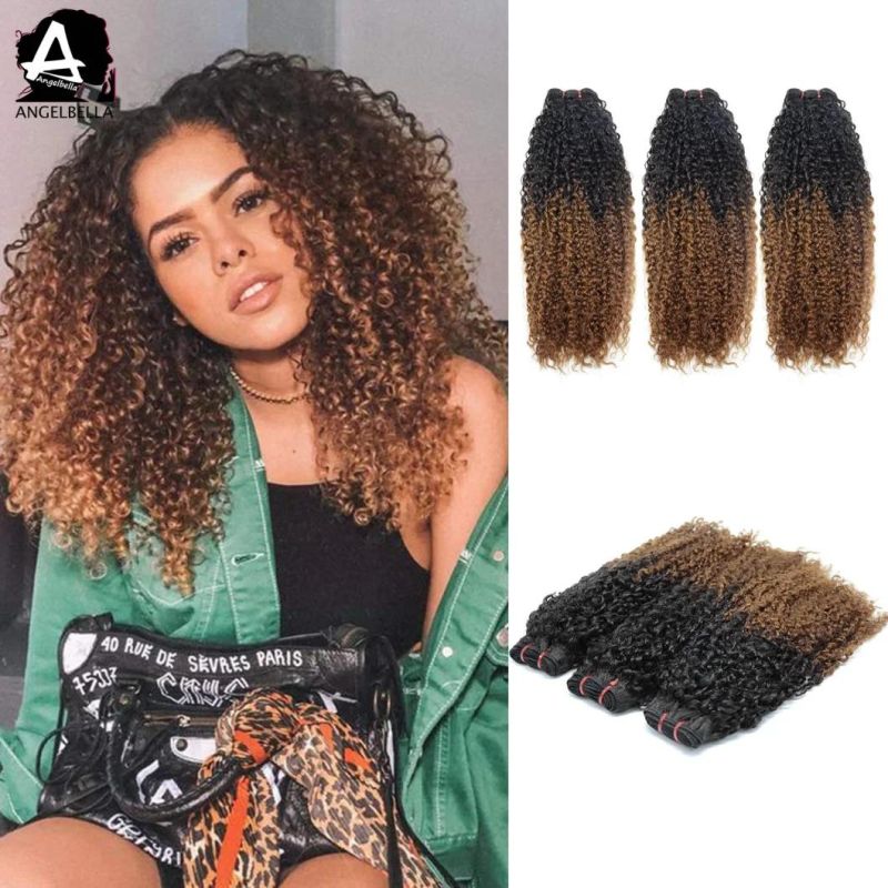 Angelbella Natural Human Hair Weaving Ombre 1b#-30# Remy Hair Extension