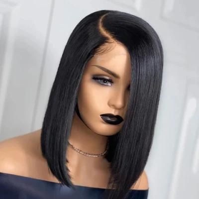 Wholesale Short Bob Wig Brazilian Virgin Lace Front Human Hair Bob Wigs 13*4 Transparent Lace Frontal Bob Wigs for Black Women