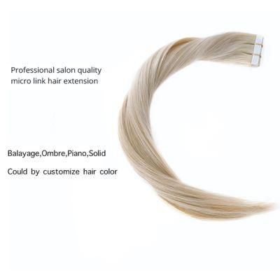 Straight PU Skin Weft Hand Tied Tape in Adhesives Remy Human Hair Extensions 18&quot; 2g/PC 40g/Pack Seamless Skin Weft Hair
