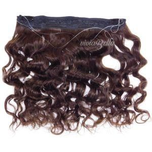 Indian Brown Body Wave Clip in 100% Human Halo Hair Extension Fish Line Hair Extension