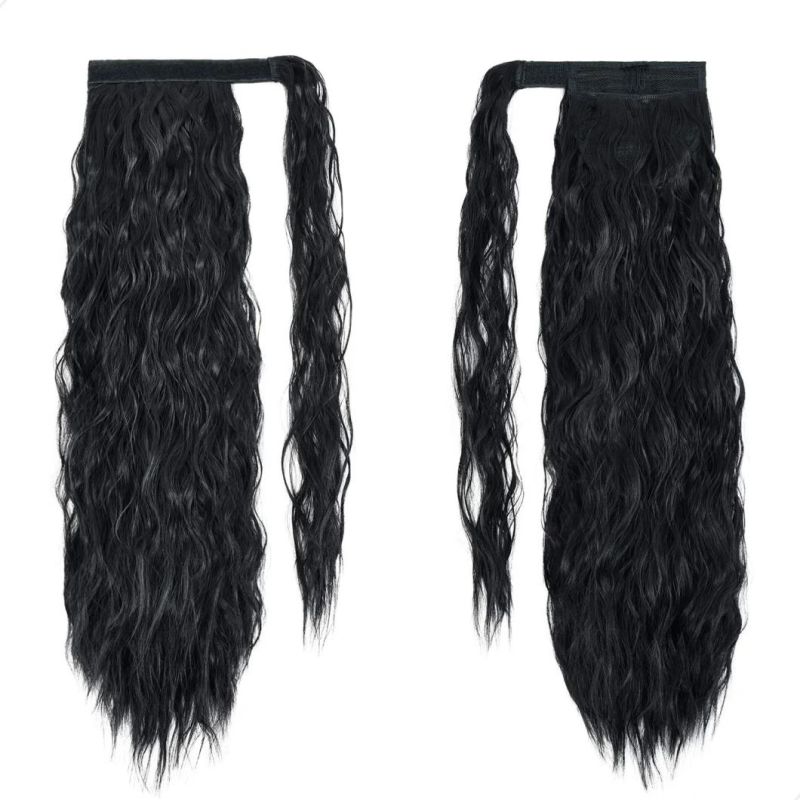 24inch Ombre Blond Wrap Synthetic Ponytail Hair Extensions Long Clip in Hair Extension with Hairpins
