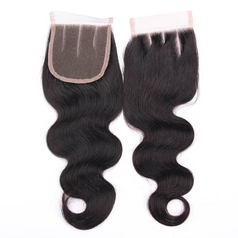 Kbeth Brazilian Raw Virgin Human Hair Body Wave Lace Closure Natural Color, 100 Unprocessed with Cuticles Aligned Human Hair Body Wave
