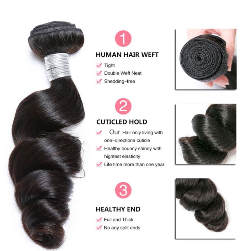 Loose Wave Bundles Brazilian Hair Weave Bundles Human Hair Bundles Natural Black Remy Hair Extensions