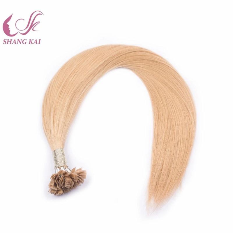 Silky Straight Wave Double Drawn Light Blonde Color Indian Remy Human Hair Extension Flat Tip Hair