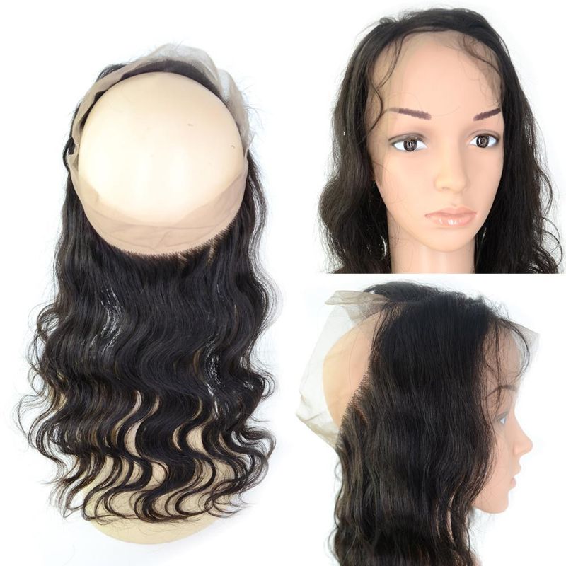 Angelbella Raw Virgin Human Hair 1b# Body Wave 360 Round Frontal