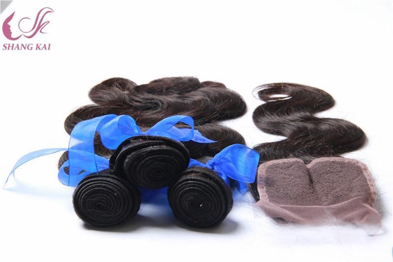 Natural Color Virgin Human Brazilian Hair Weft and Closure