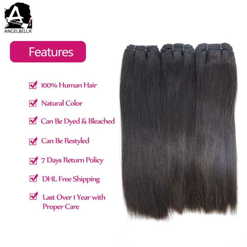 Angelbella 100% Virgin Brazilian Hair Weft 1b# Natural Raw Virgin Hair